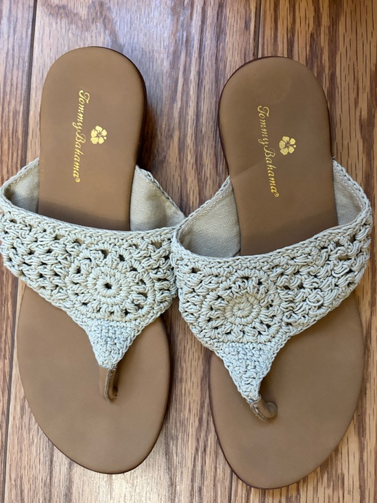 Tommy Bahama Shoes - Tommy Bahama Women's Crochet Thong Sandals in Cream/Tan